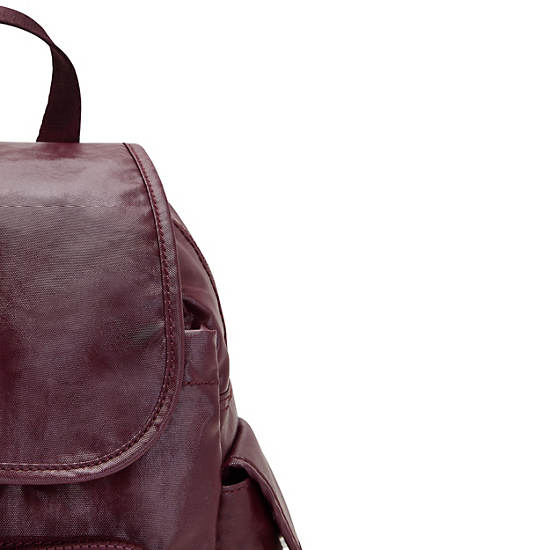 Kipling City Pack Mini Classic Metallic Backpacks Burgundy Lacquer | CA 1480MQ